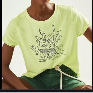 ANTHROPOLOGIE Lime Cheetah Print T-shirt